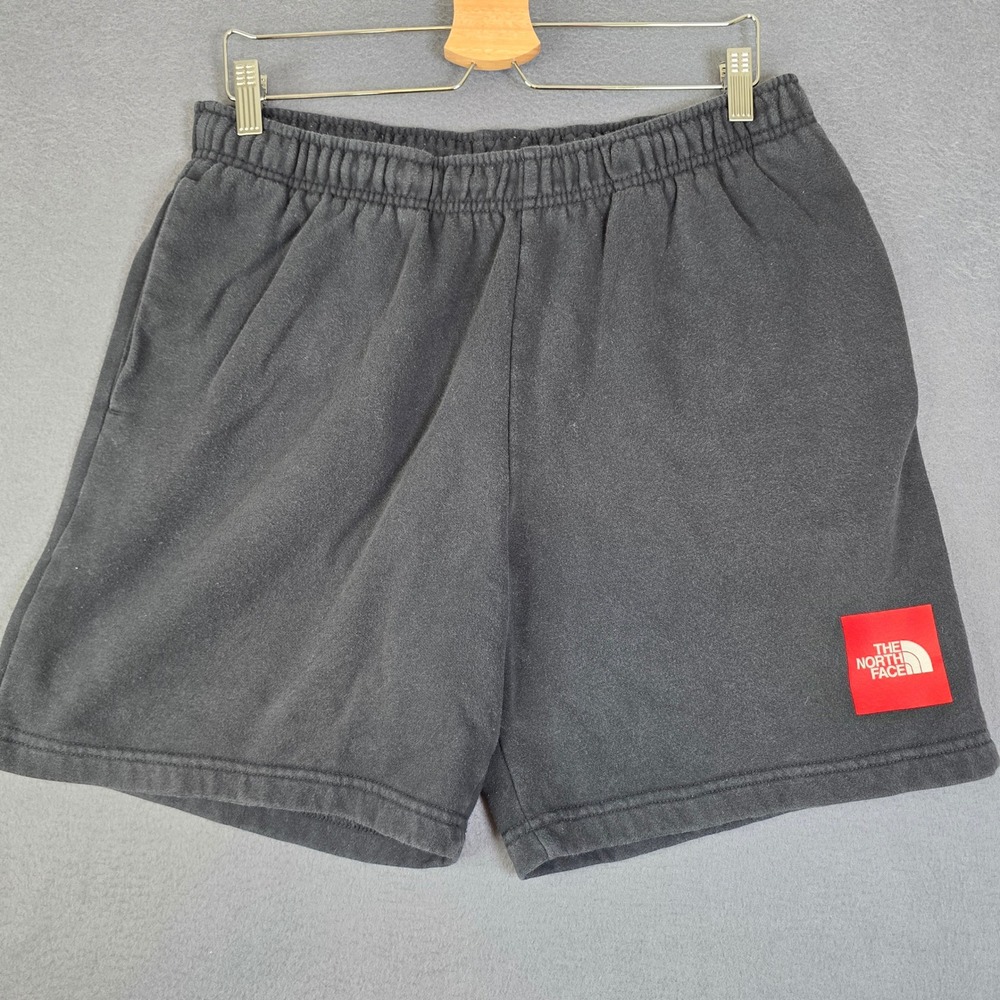 The North Face Fleece Sweat Shorts Mens Large Faded Black Red Box Logo